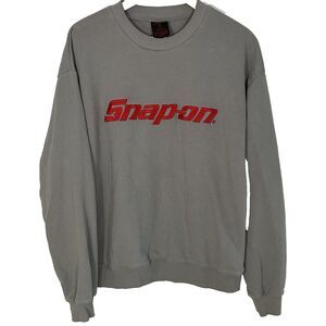 Snap On Tools Men's Crewneck Sweatshirt Size Medium Grey Red Embroidered Logo